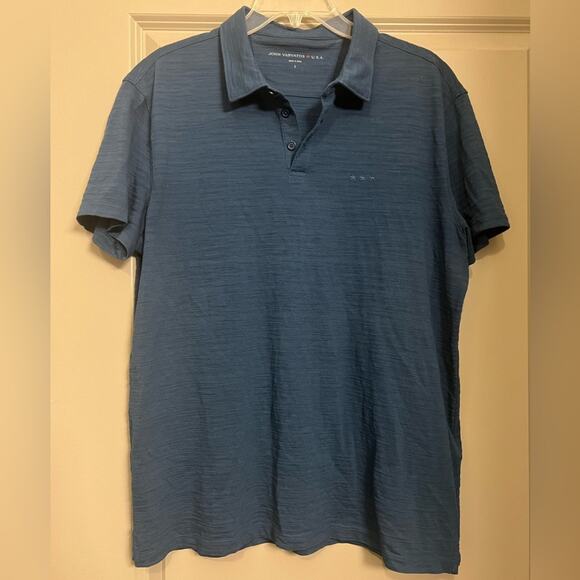 John Varvatos Other - John Varvatos Polo Shirt Blue Short Sleeve Cotton Textured 3 Stars Size Large
